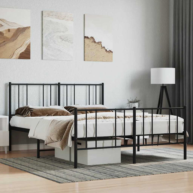 Vidaxl bedframe met hoofd- en voeteneinde metaal zwart 120x190 cm