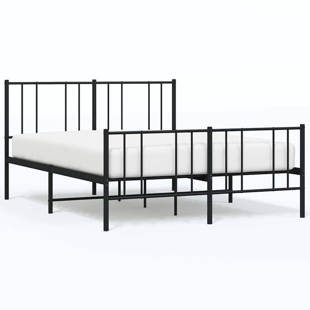 Vidaxl bedframe met hoofd- en voeteneinde metaal zwart 150x200 cm