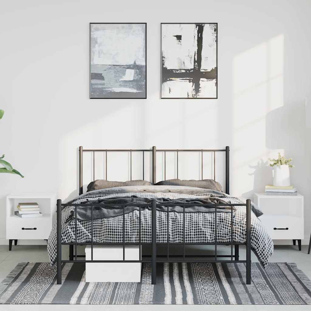 Vidaxl bedframe met hoofd- en voeteneinde metaal zwart 150x200 cm