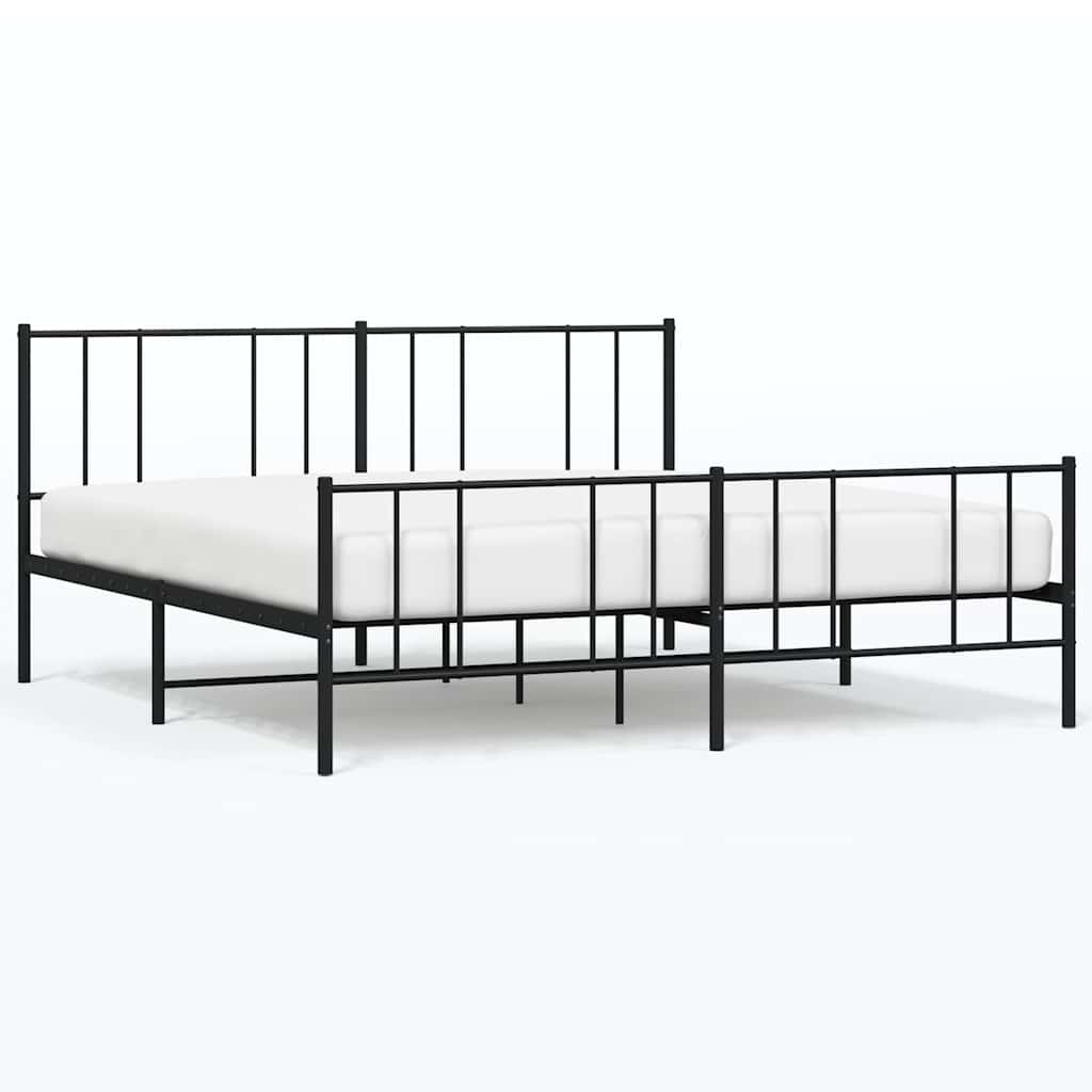 Vidaxl bedframe met hoofd- en voeteneinde metaal zwart 193x203 cm