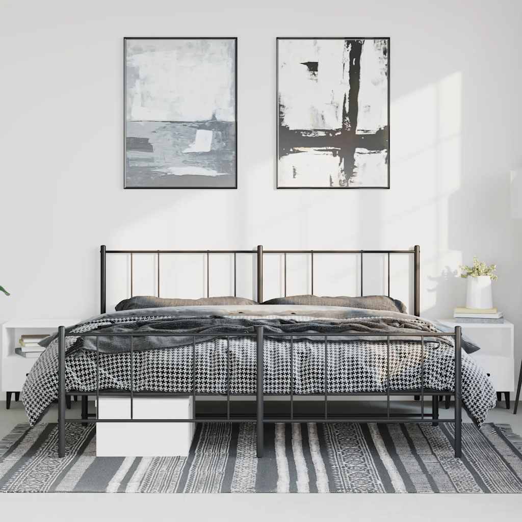 Vidaxl bedframe met hoofd- en voeteneinde metaal zwart 193x203 cm