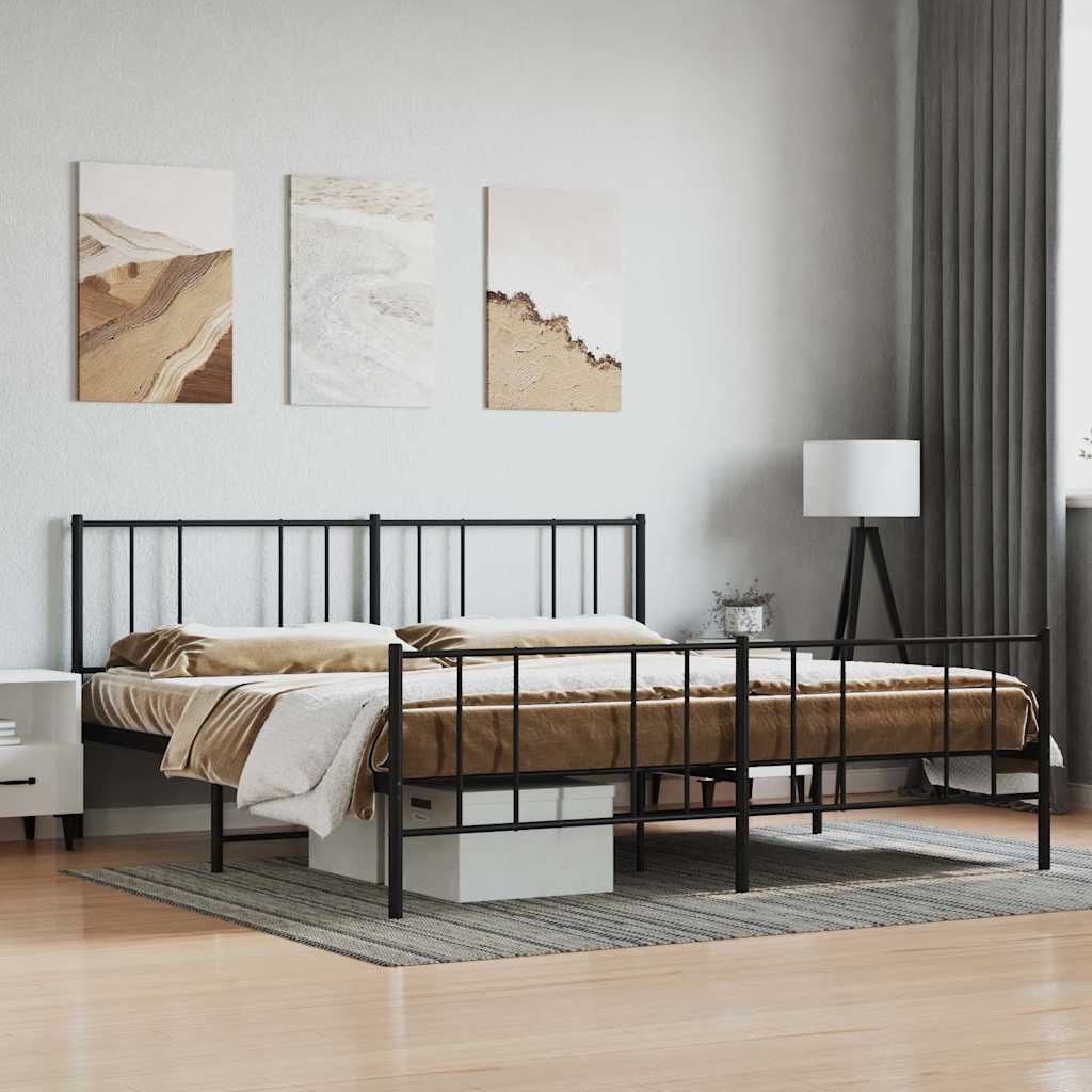 Vidaxl bedframe met hoofd- en voeteneinde metaal zwart 193x203 cm