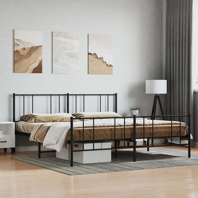 Vidaxl bedframe met hoofd- en voeteneinde metaal zwart 193x203 cm