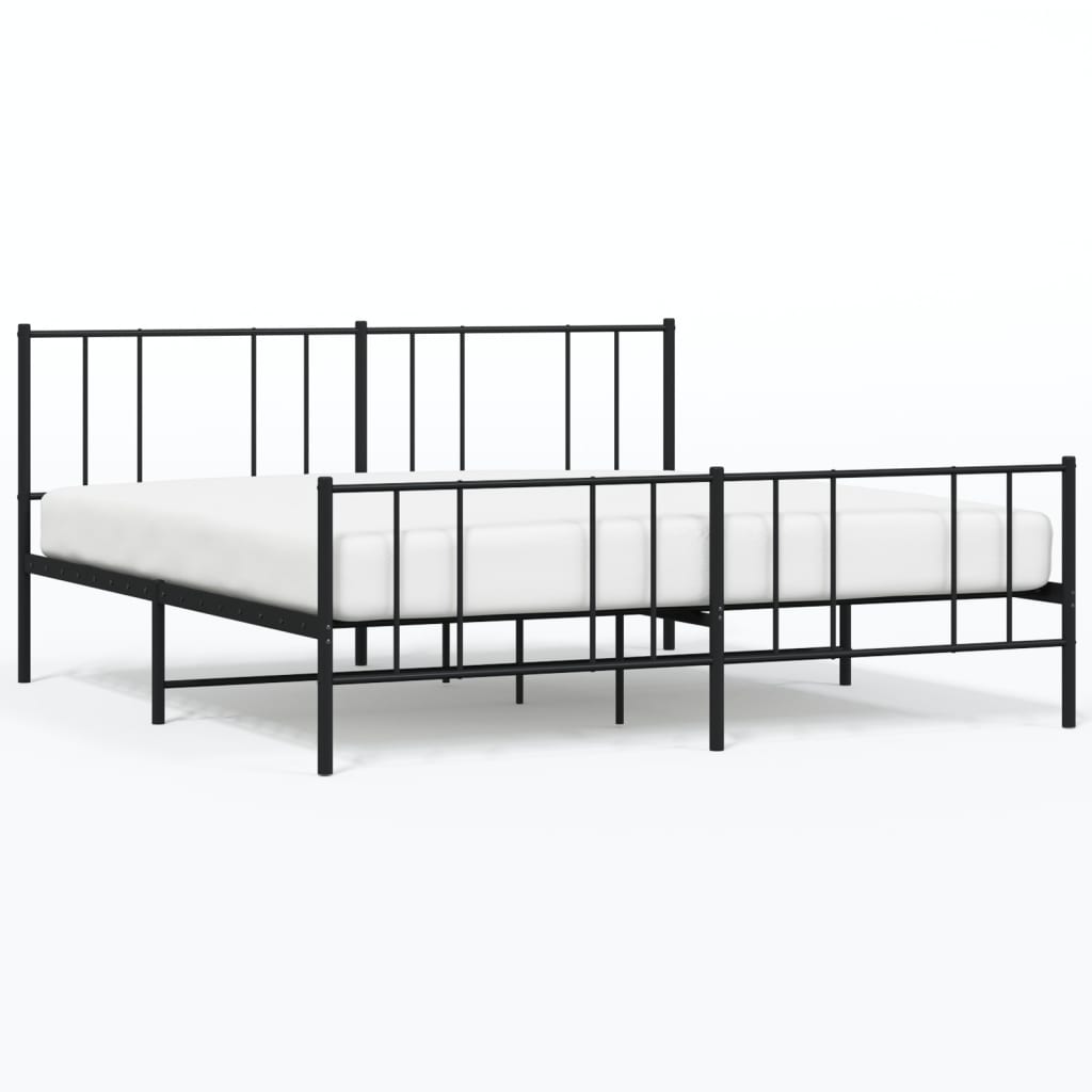 Vidaxl bedframe met hoofd- en voeteneinde metaal zwart 200x200 cm