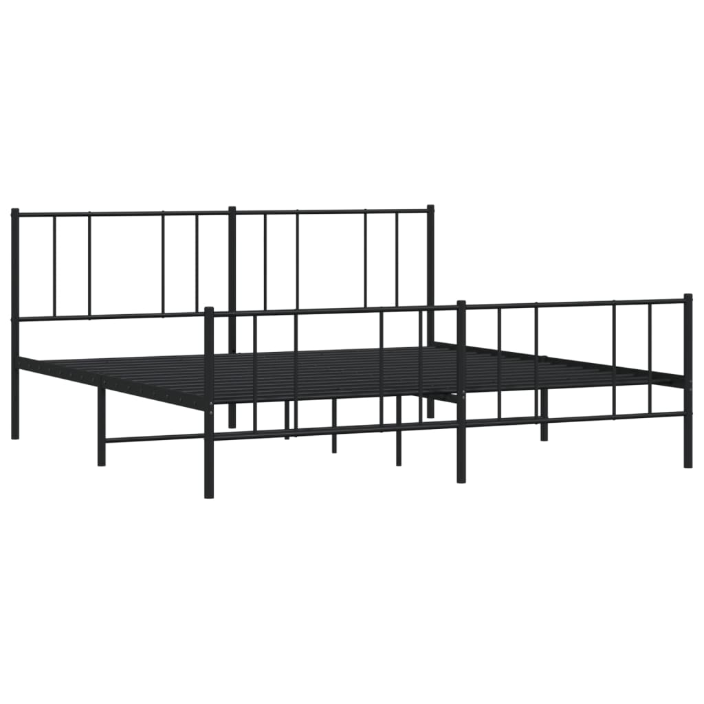 Vidaxl bedframe met hoofd- en voeteneinde metaal zwart 200x200 cm