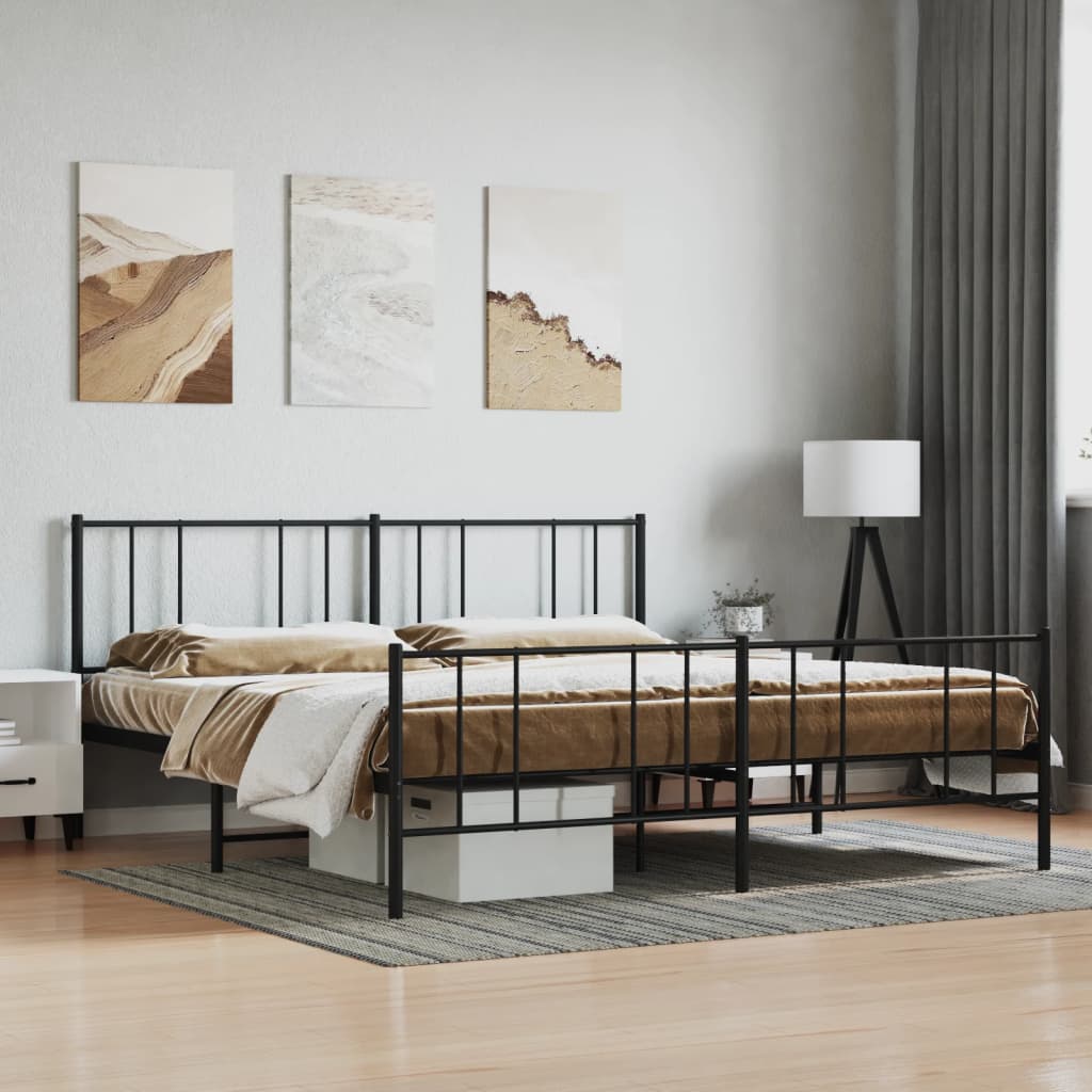 Vidaxl bedframe met hoofd- en voeteneinde metaal zwart 200x200 cm