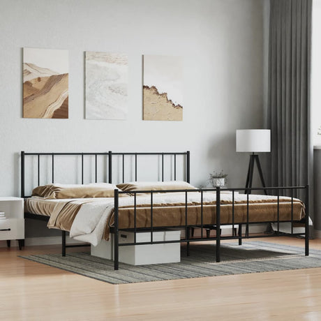 Vidaxl bedframe met hoofd- en voeteneinde metaal zwart 200x200 cm