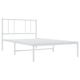 Vidaxl bedframe met hoofdbord zonder matras metaal wit 75x190 cm