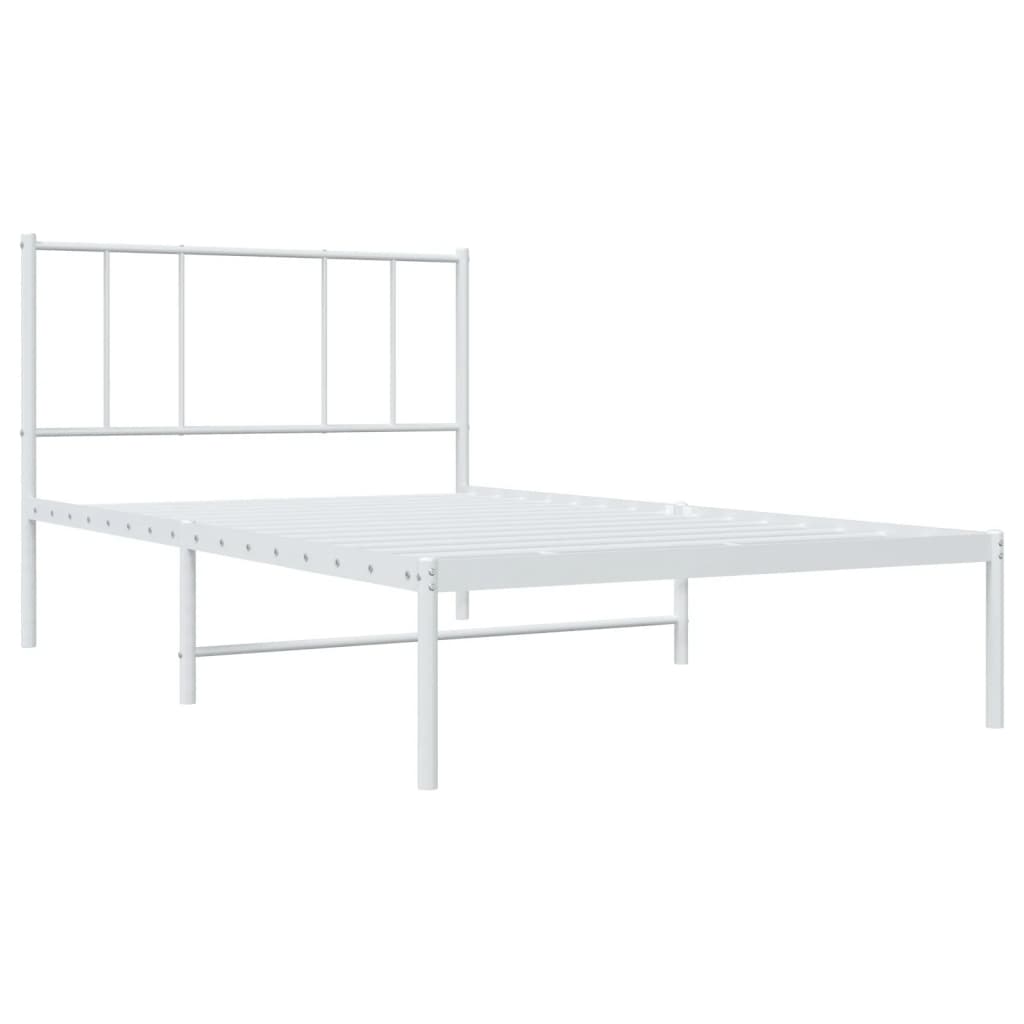 Vidaxl bedframe met hoofdbord metaal wit 100x190 cm