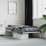 Vidaxl bedframe met hoofdbord metaal wit 100x190 cm