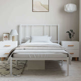 Vidaxl bedframe met hoofdbord metaal wit 100x200 cm