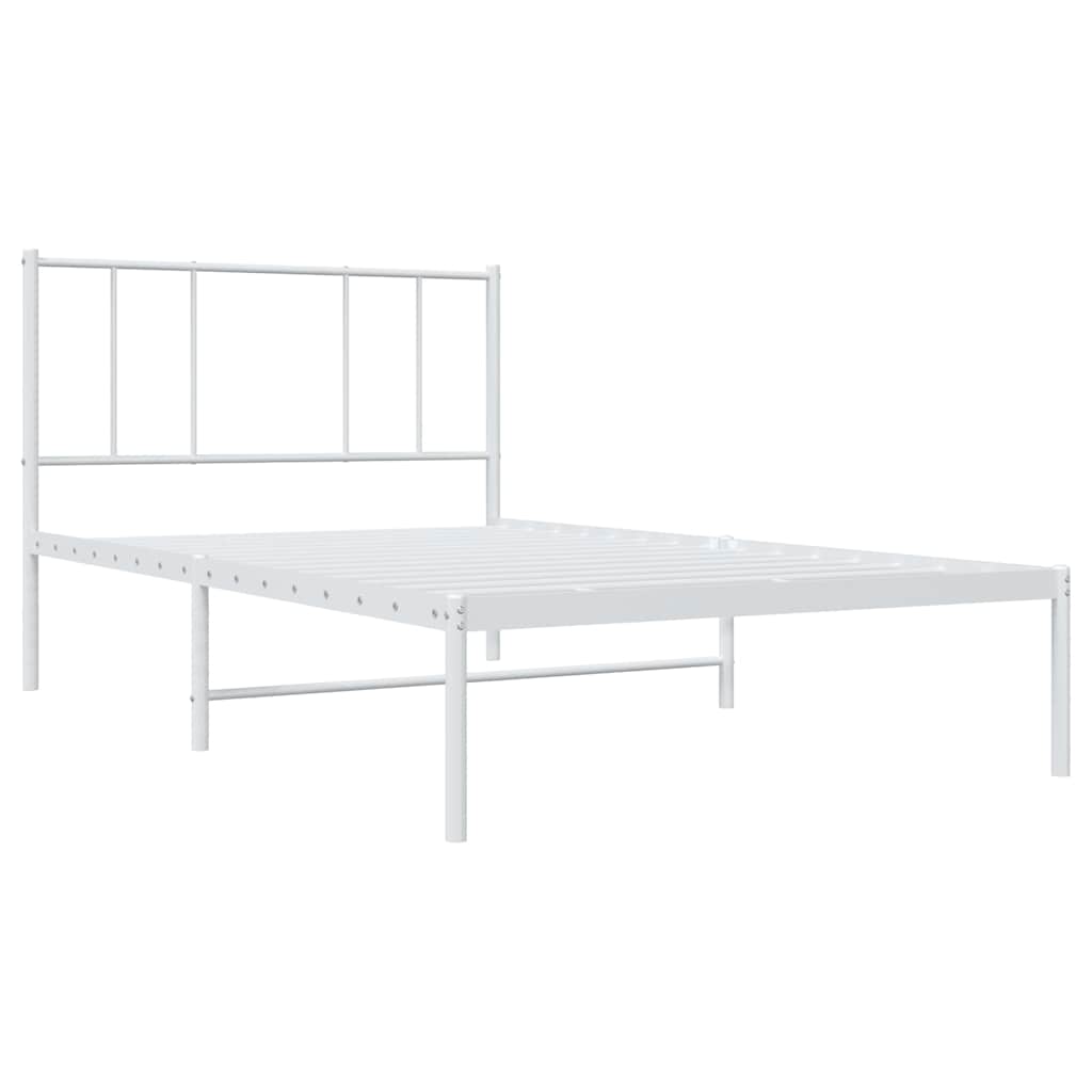 Vidaxl bedframe met hoofdbord metaal wit 107x203 cm