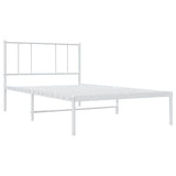 Vidaxl bedframe met hoofdbord metaal wit 107x203 cm