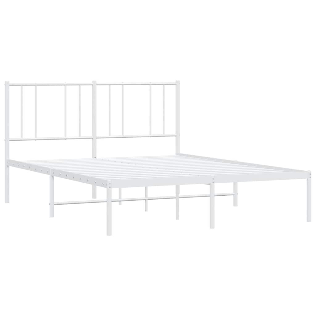 Vidaxl bedframe met hoofdbord metaal wit 140x200 cm