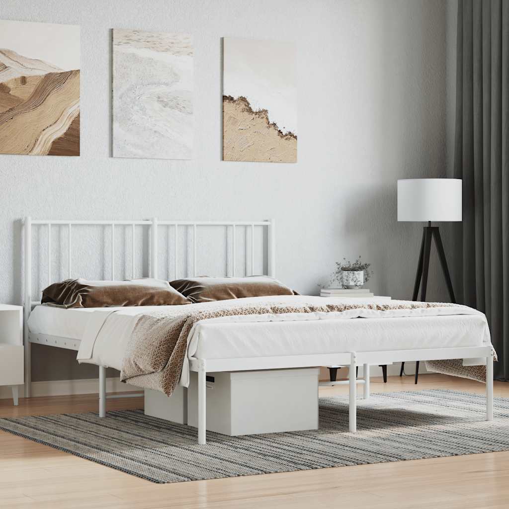 Vidaxl bedframe met hoofdbord metaal wit 140x200 cm