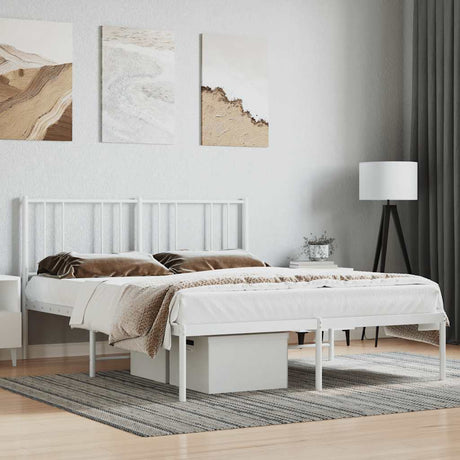 Vidaxl bedframe met hoofdbord metaal wit 140x200 cm
