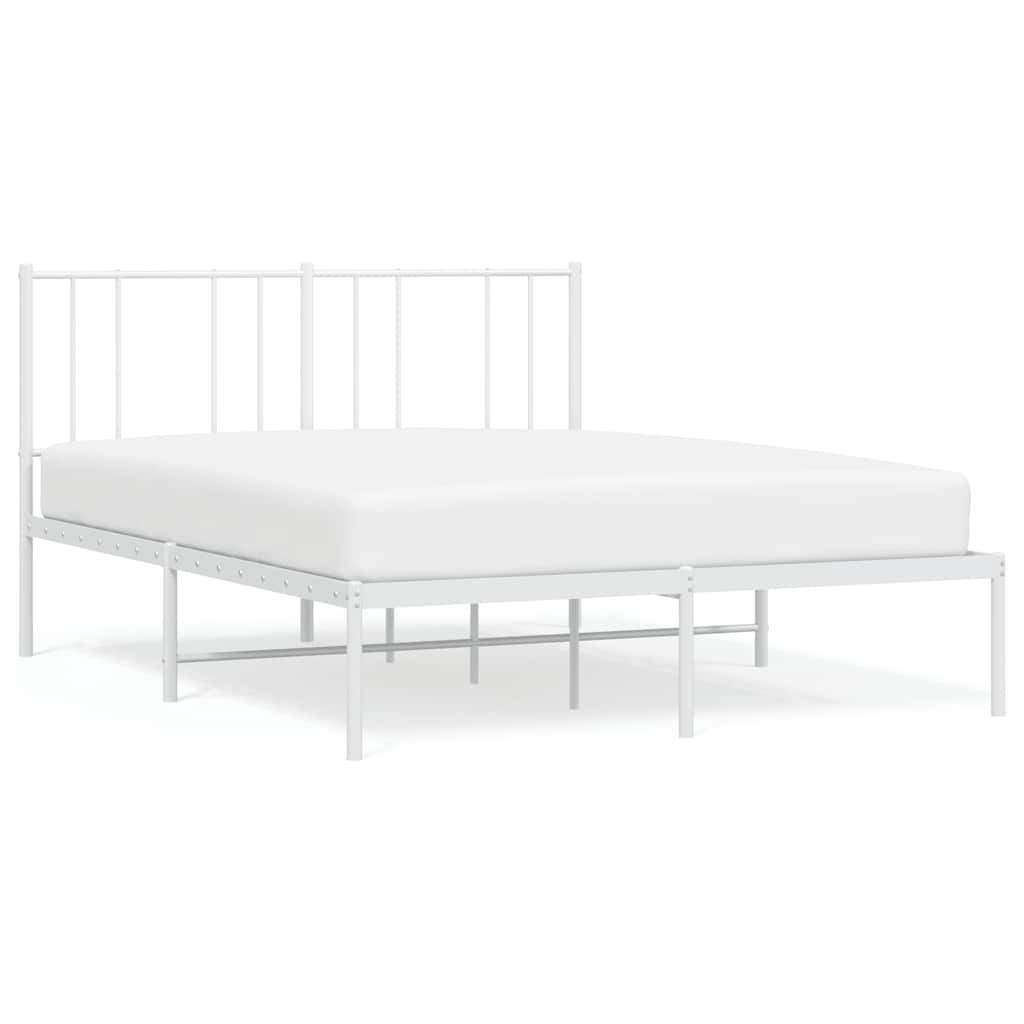 Vidaxl bedframe met hoofdbord metaal wit 150x200 cm