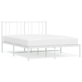 Vidaxl bedframe met hoofdbord metaal wit 150x200 cm