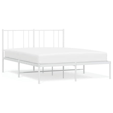 Vidaxl bedframe met hoofdbord metaal wit 150x200 cm