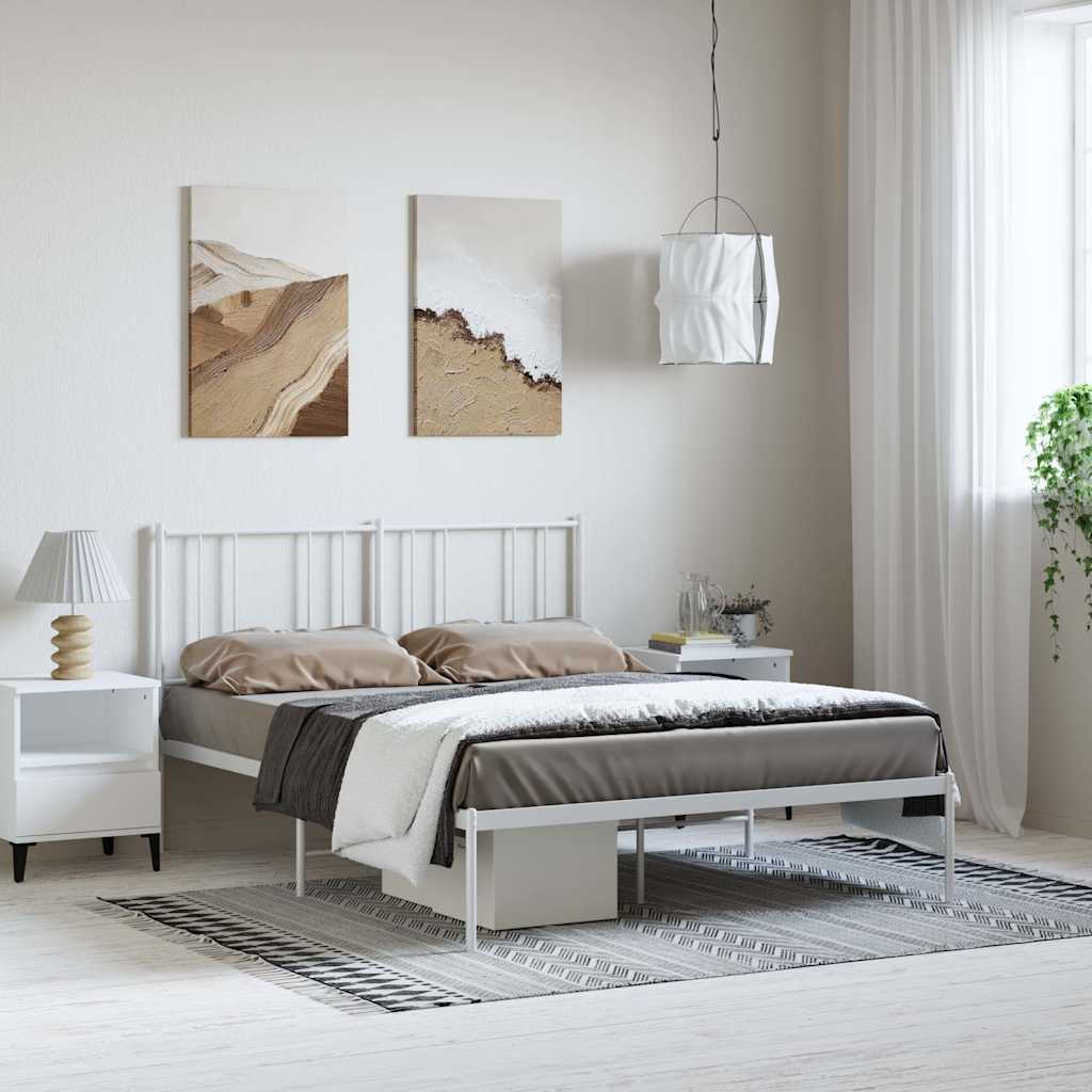 Vidaxl bedframe met hoofdbord metaal wit 150x200 cm