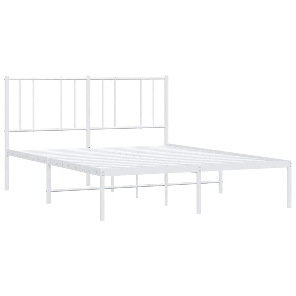 Vidaxl bedframe met hoofdbord metaal wit 160x200 cm