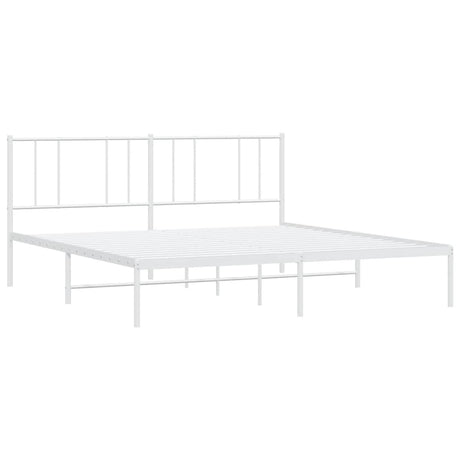 Vidaxl bedframe met hoofdbord metaal wit 180x200 cm