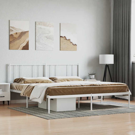 Vidaxl bedframe met hoofdbord metaal wit 180x200 cm