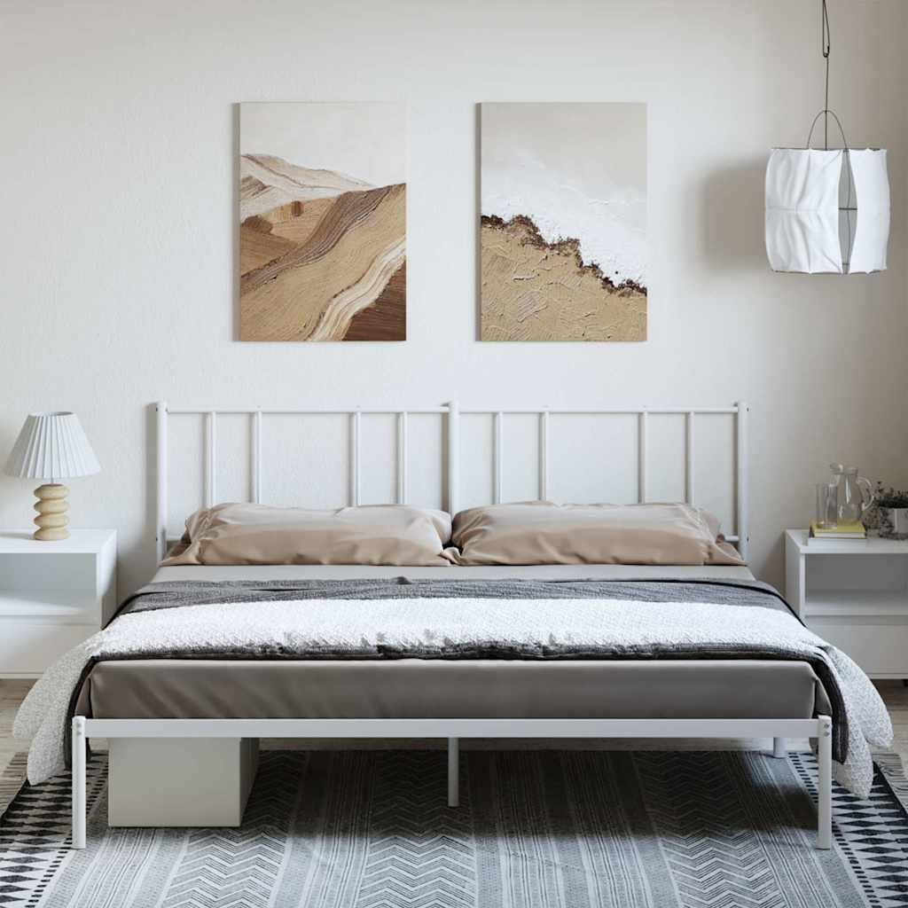 Vidaxl bedframe met hoofdbord metaal wit 183x213 cm