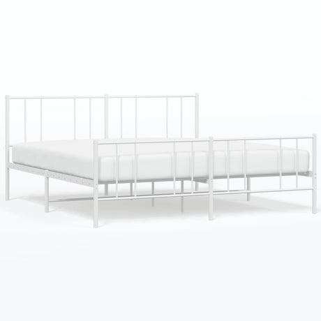 Vidaxl bedframe met hoofd- en voeteneinde metaal wit 200x200 cm