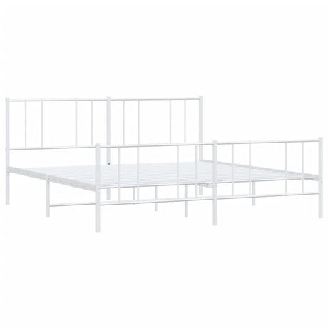 Vidaxl bedframe met hoofd- en voeteneinde metaal wit 200x200 cm