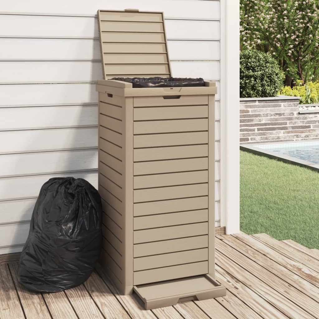 VidaXL Outdoor-Mülleimer 41x41x86 cm Polypropylen hellbraun