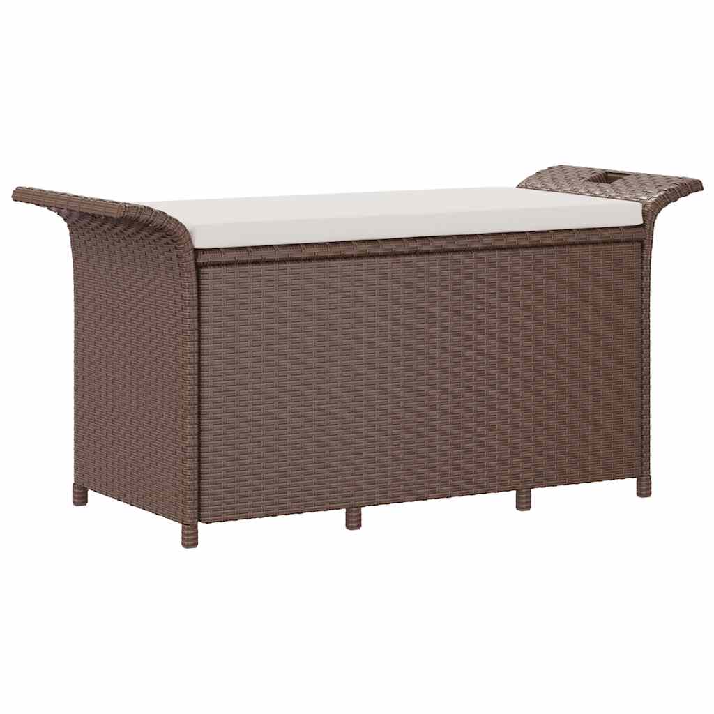 Vidaxl tuinbank met kussen 116x46x57 cm poly rattan bruin