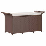 Vidaxl tuinbank met kussen 116x46x57 cm poly rattan bruin