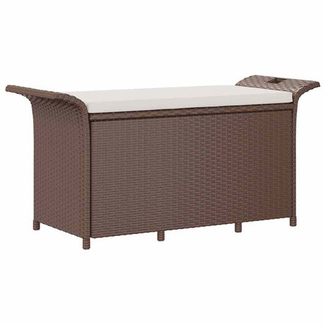 Vidaxl tuinbank met kussen 116x46x57 cm poly rattan bruin