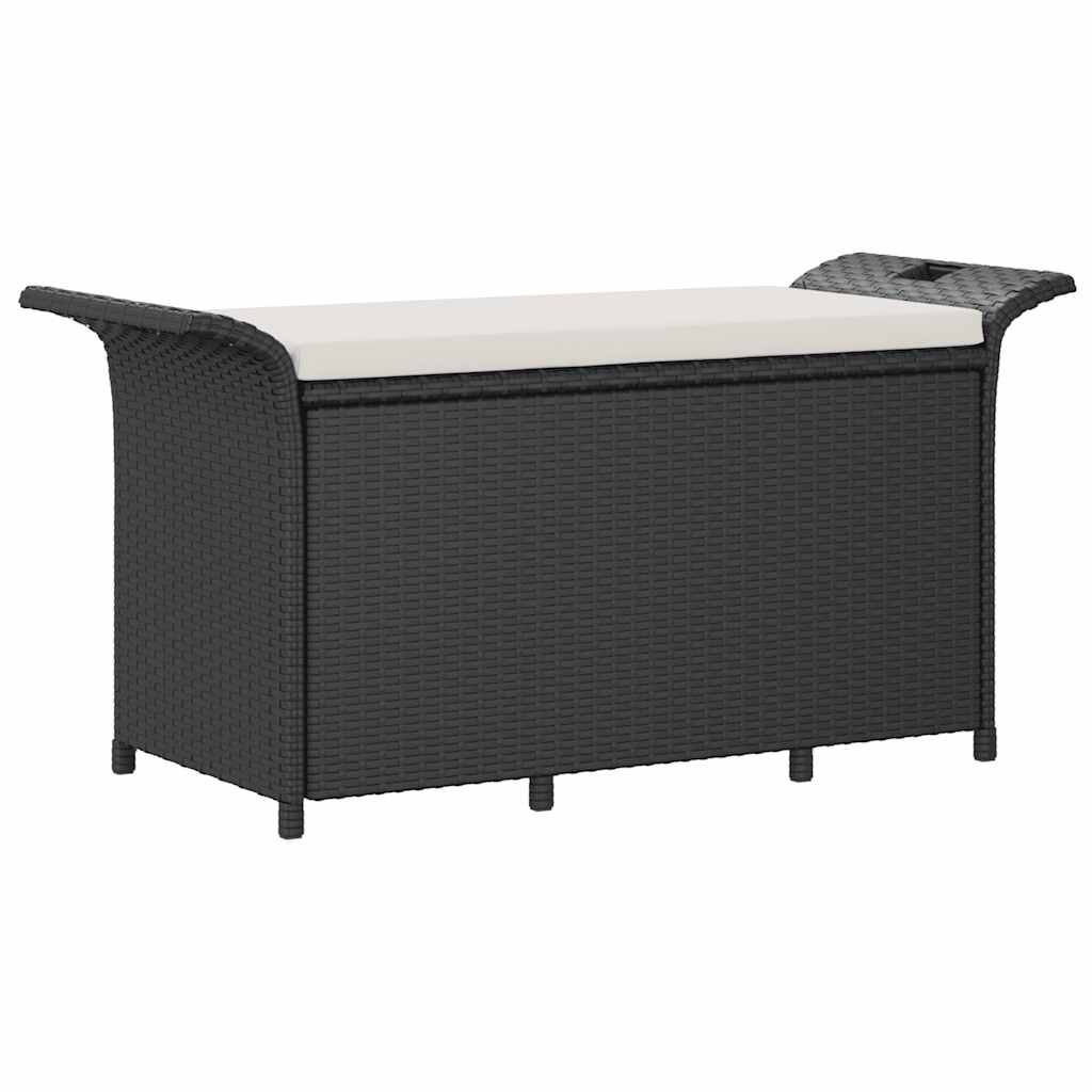 Vidaxl tuinbank met kussen 116x46x57 cm poly rattan zwart