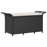 Vidaxl tuinbank met kussen 116x46x57 cm poly rattan zwart