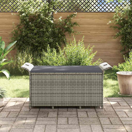 Vidaxl tuinbank met kussen 116x46x57 cm poly rattan grijs