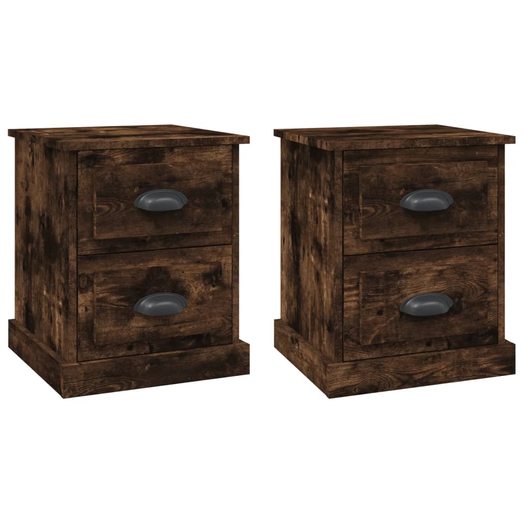 Vidaxl nachtkastjes 2 st 39x39x47,5 cm bewerkt hout gerookt eikenkleur