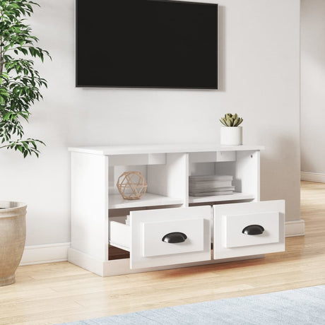Vidaxl tv-meubel 80x35x50 cm bewerkt hout hoogglans wit