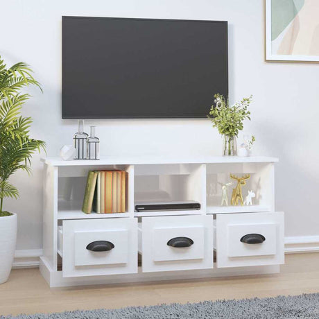 Vidaxl tv-meubel 100x35x50 cm bewerkt hout hoogglans wit
