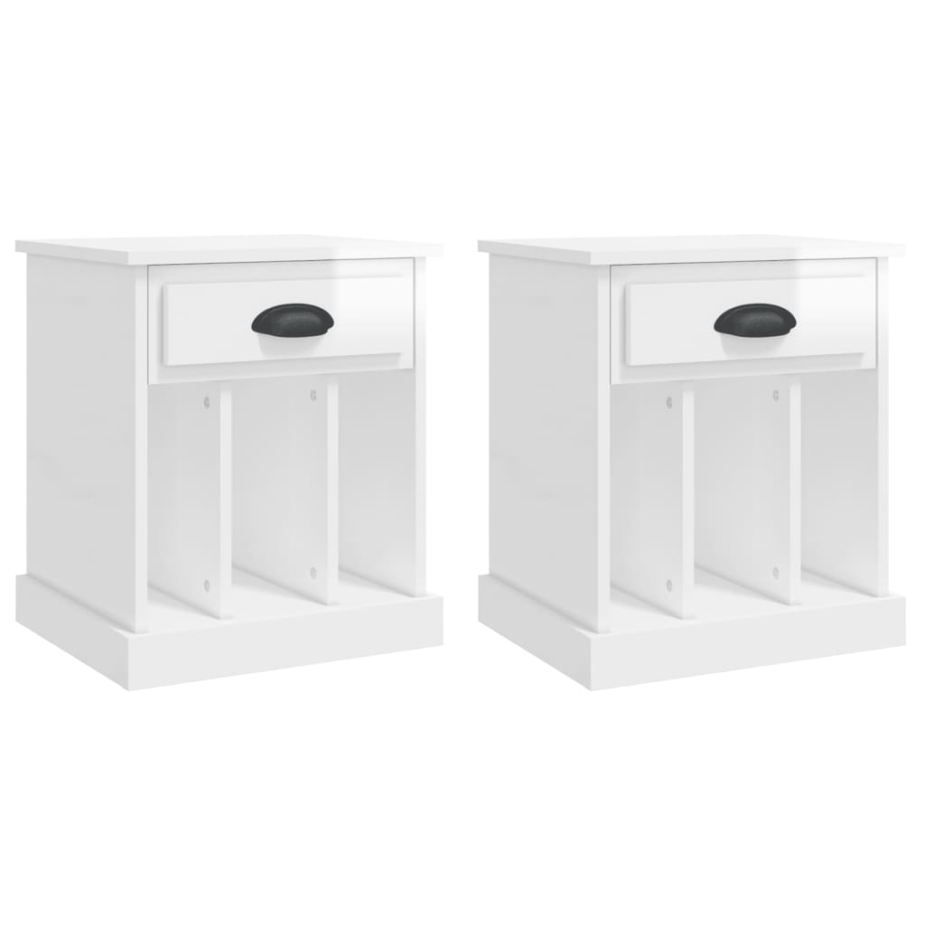 Vidaxl nachtkastjes 2 st 43x36x50 cm hoogglans wit