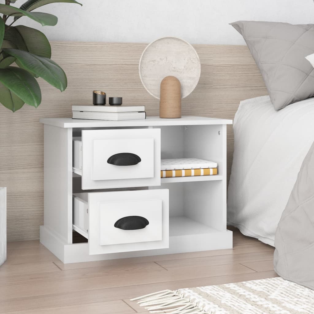 Vidaxl nachtkastje 60x35,5x45 cm hoogglans wit