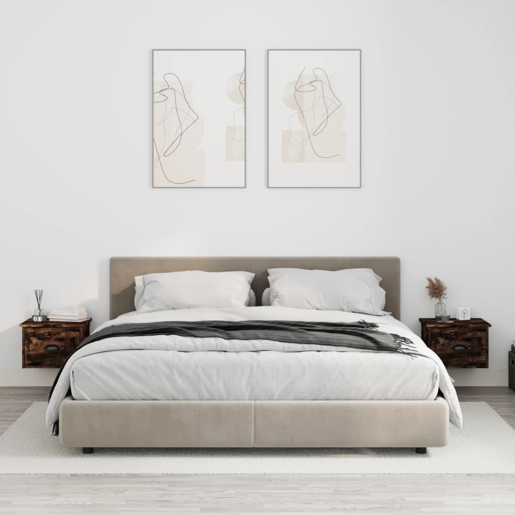 Vidaxl nachtkastjes 2 st wandgemonteerd 41,5x36x28 cm gerookt eiken