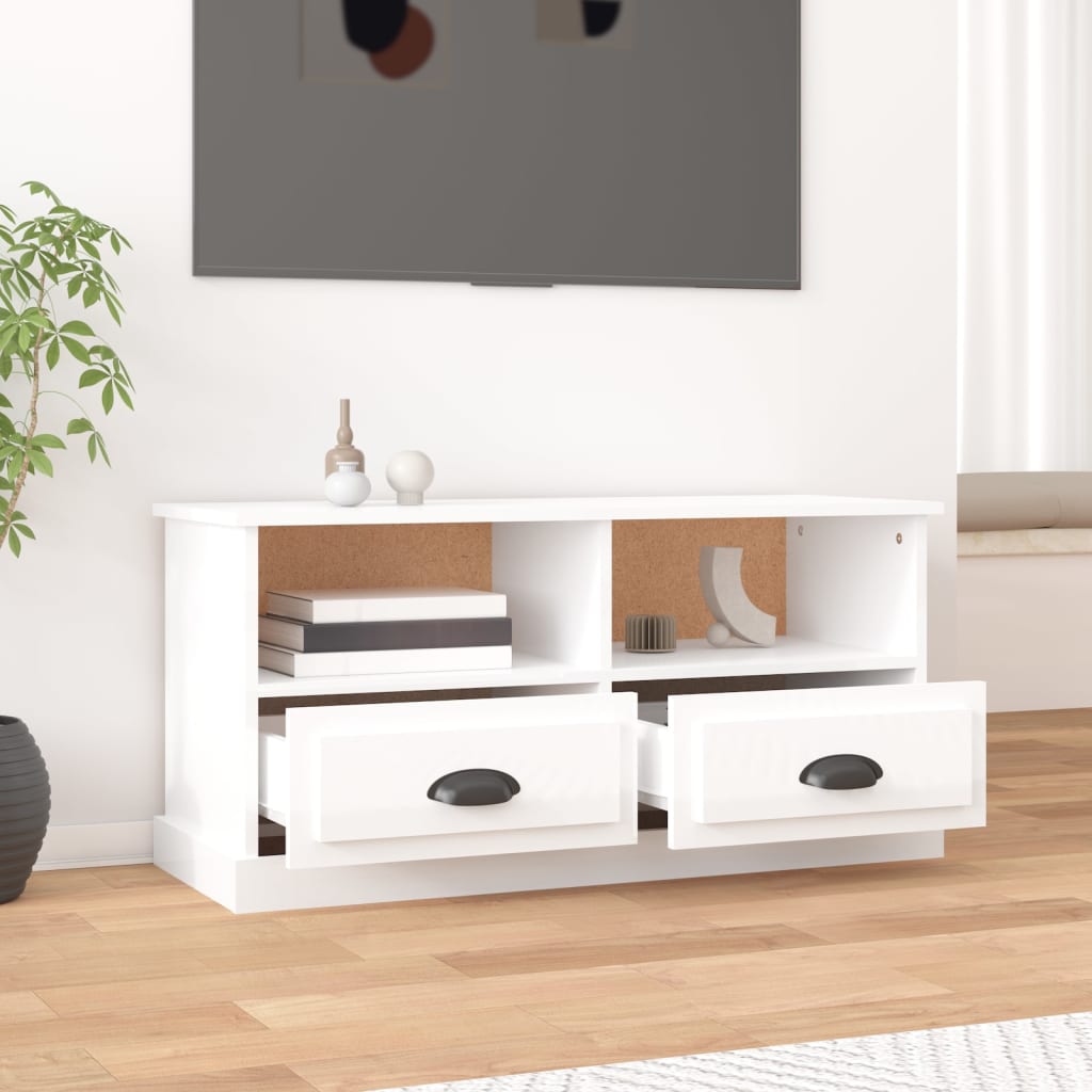 Vidaxl tv-meubel 93x35,5x45 cm bewerkt hout hoogglans wit