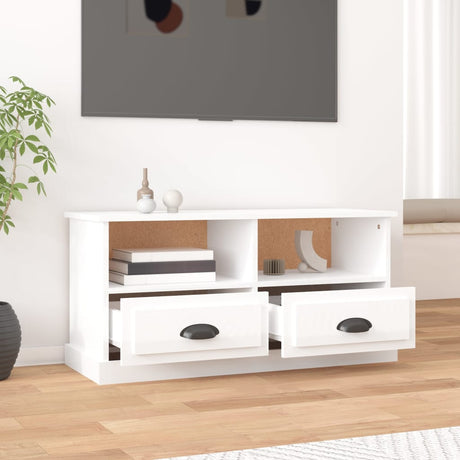 Vidaxl tv-meubel 93x35,5x45 cm bewerkt hout hoogglans wit