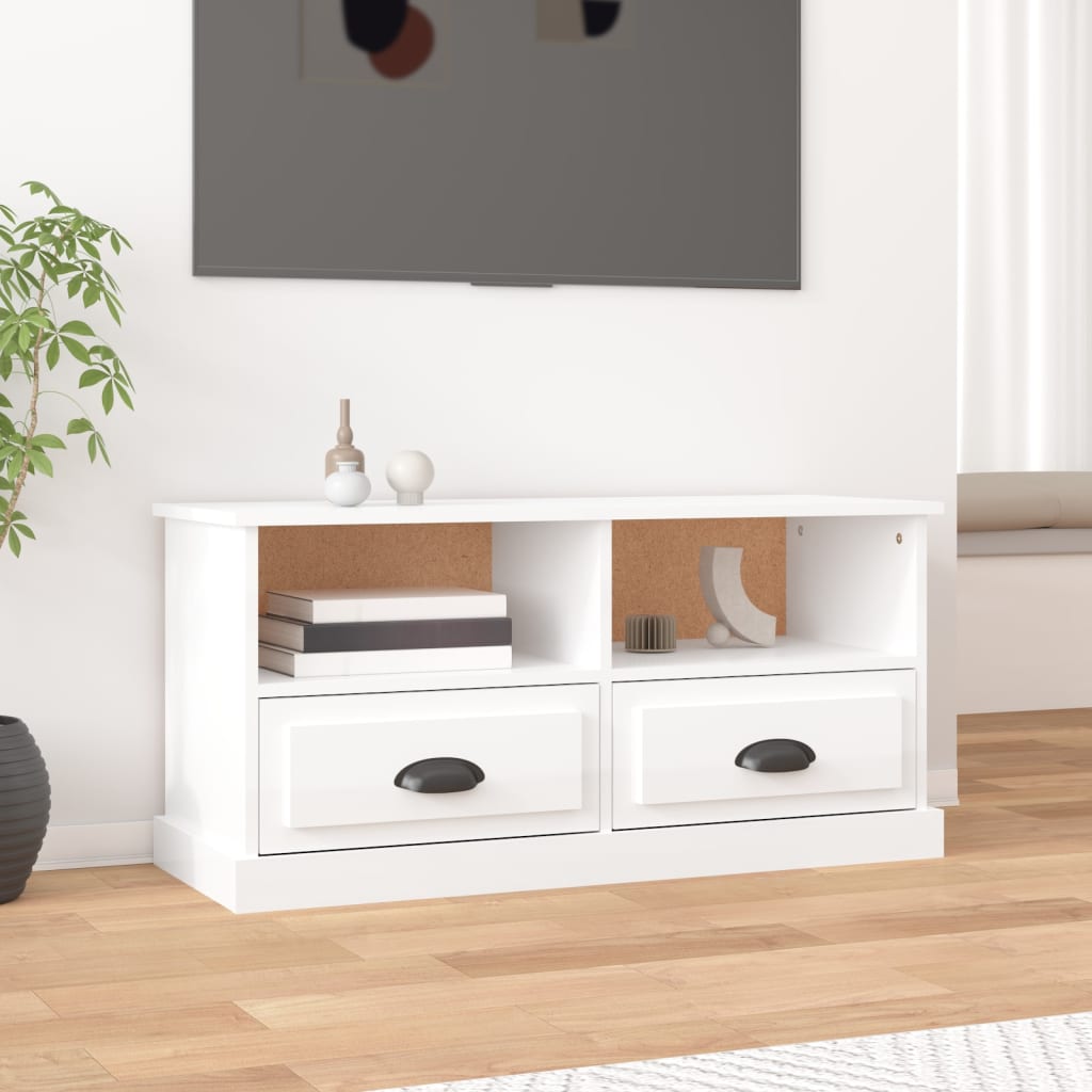 Vidaxl tv-meubel 93x35,5x45 cm bewerkt hout hoogglans wit