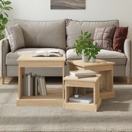 Vidaxl 3-delige salontafelset bewerkt hout sonoma eikenkleurig