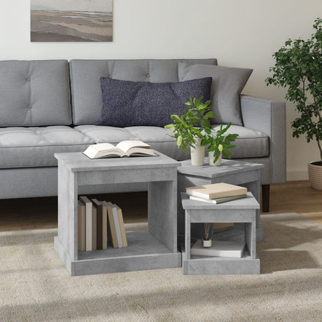 Vidaxl 3-delige salontafelset bewerkt hout betongrijs