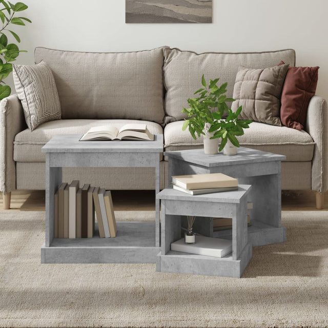Vidaxl 3-delige salontafelset bewerkt hout betongrijs