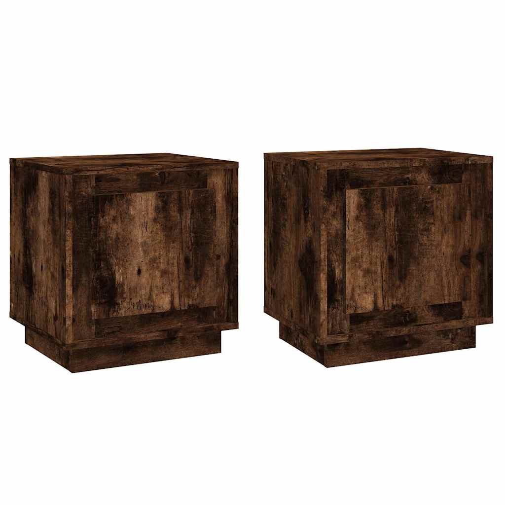 Vidaxl nachtkastjes 2 st 44x35x45 cm bewerkt hout gerookt eikenkleurig
